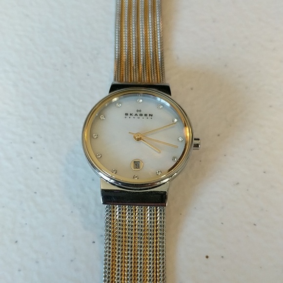 Skagen Accessories - Skagen Dual Tone Mesh Crystal Hour Marker Watch